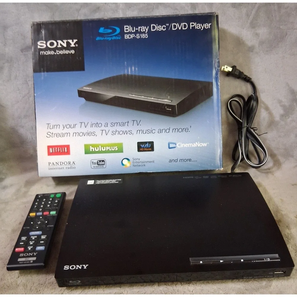 Sony BDP-S185 Blu-ray DVD Player Full HD 1080p Streaming With Remote Box Tested